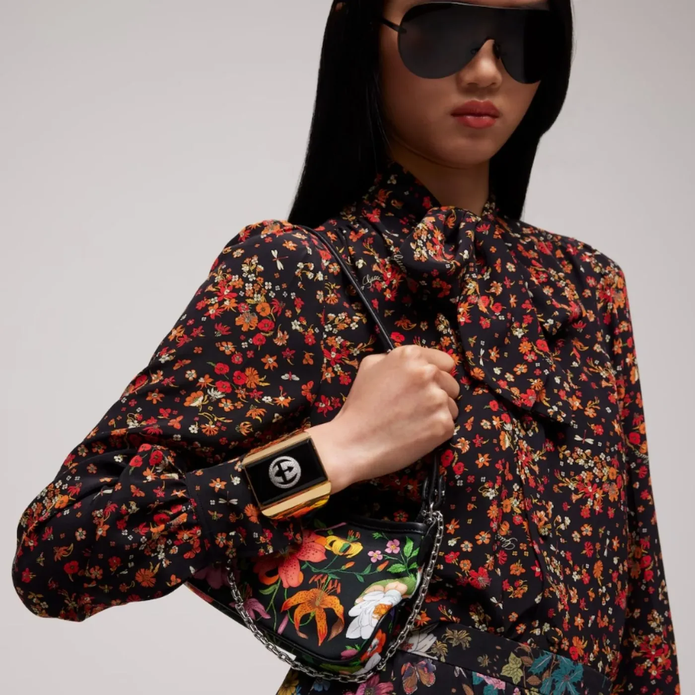 Gucci Gossip Small Shoulder Bag in Black/ Multicolor Silver Hardware Gucci Gossip Small Shoulder Bag in Black/ Multicolor Silver Hardware