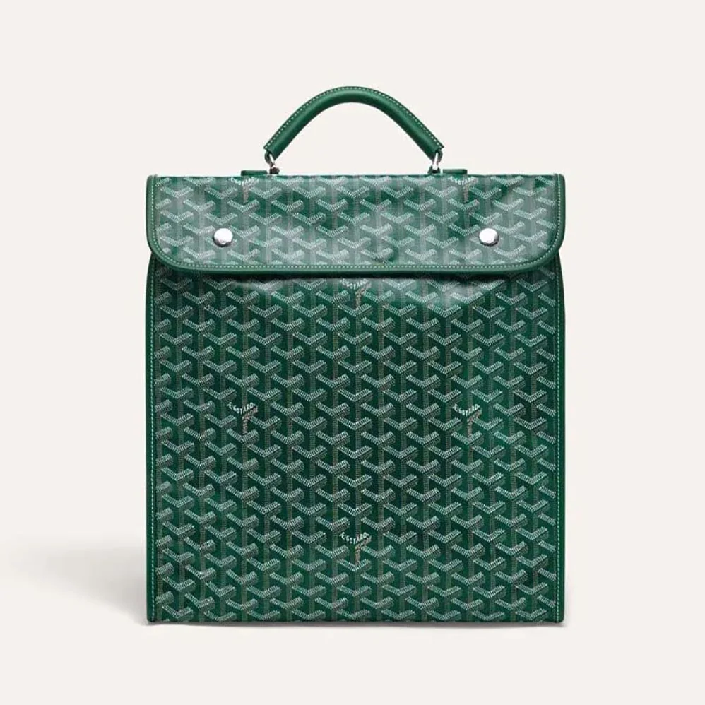 Goyard Saint Léger Backpack in Goyardine Canvas & Chevroches Calfskin for Women in Green Goyard Saint Léger Backpack in Goyardine Canvas & Chevroches Calfskin for Women in Green