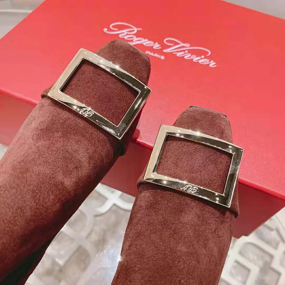 Roger Vivier Trompette Metal Buckle Chelsea Booties in Suede for Women in Maroon Roger Vivier Trompette Metal Buckle Chelsea Booties in Suede for Women in Maroon