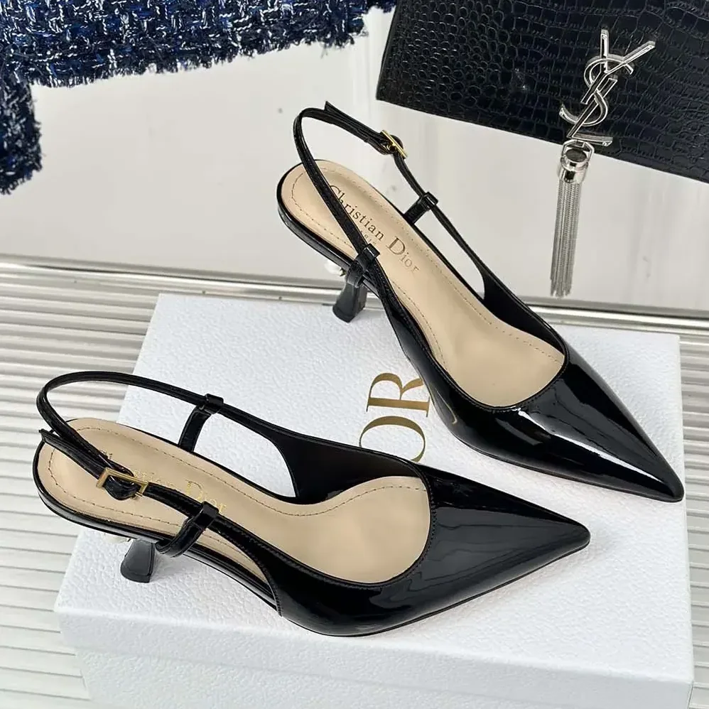 Dior Tribales Slingback Pump Black Patent Calfskin for Women
