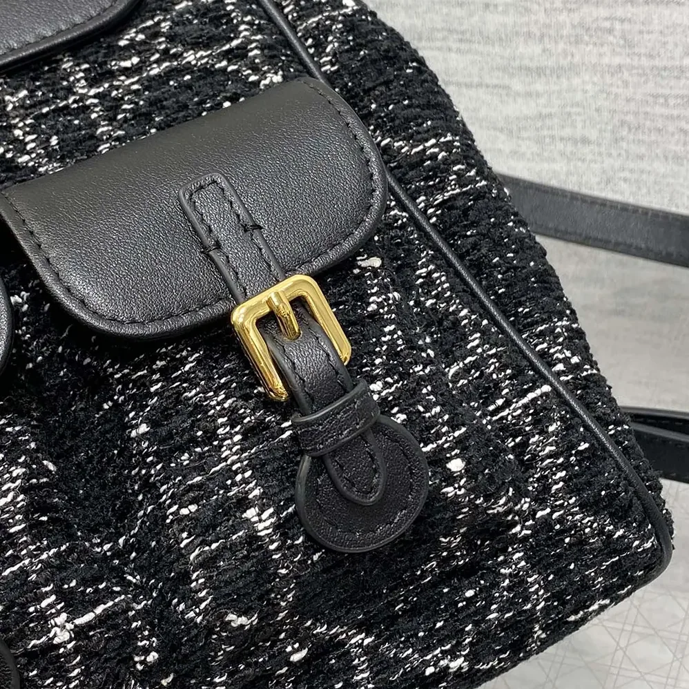 Dior Medium Dior Caro Backpack Black Tweed with White Cannage Motif for Women Dior Medium Dior Caro Backpack Black Tweed with White Cannage Motif for Women