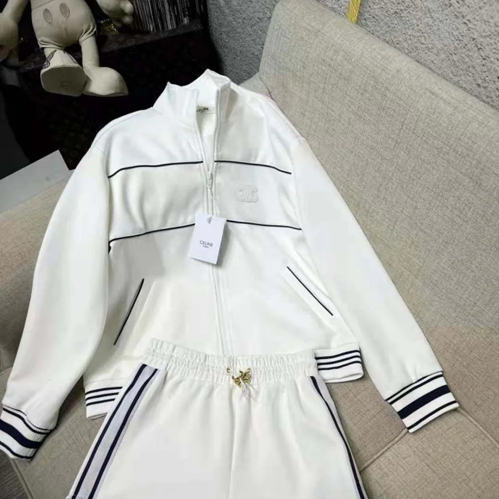 Celine Tracksuit Jacket in Double Face Jersey for Women in White