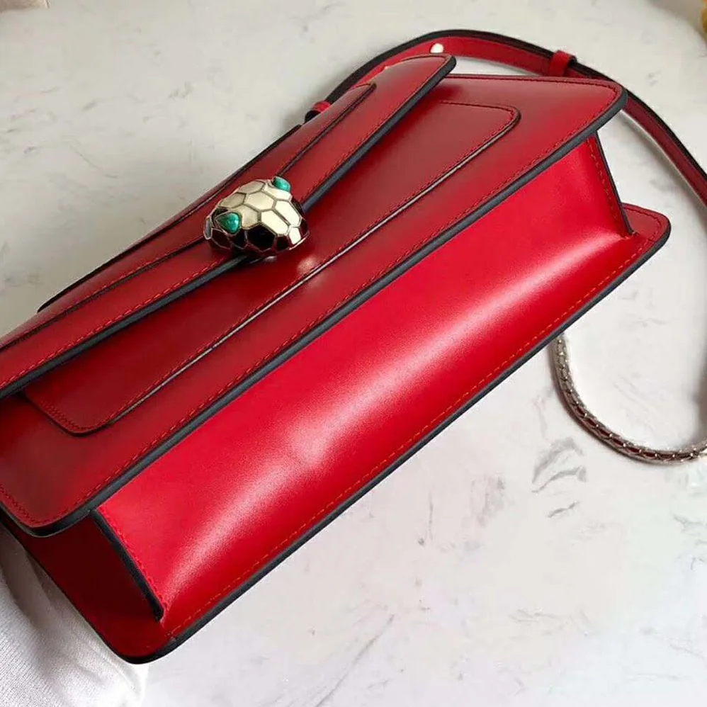 Bvlgari Flap Cover Bag Serpenti Forever in Red Calf for Women