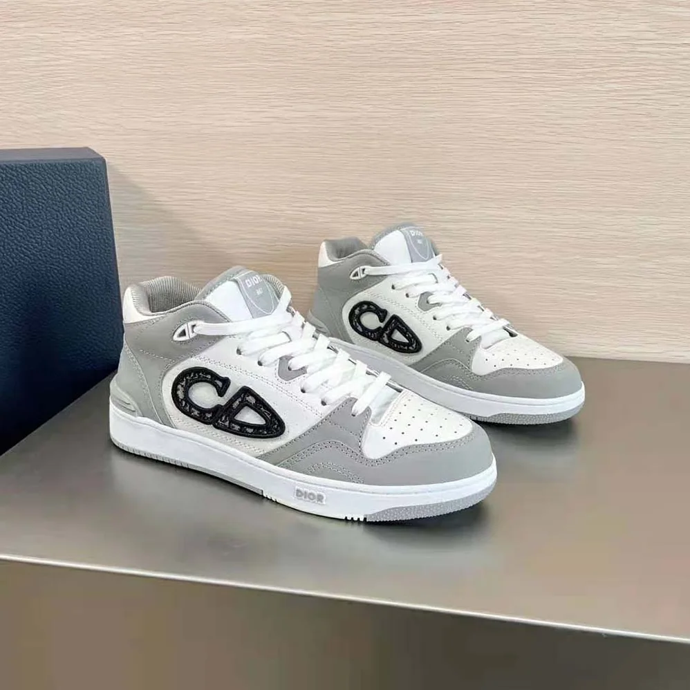 Dior B57 Mid-Top Sneaker Gray and White Smooth Calfskin for Men Dior B57 Mid-Top Sneaker Gray and White Smooth Calfskin for Men