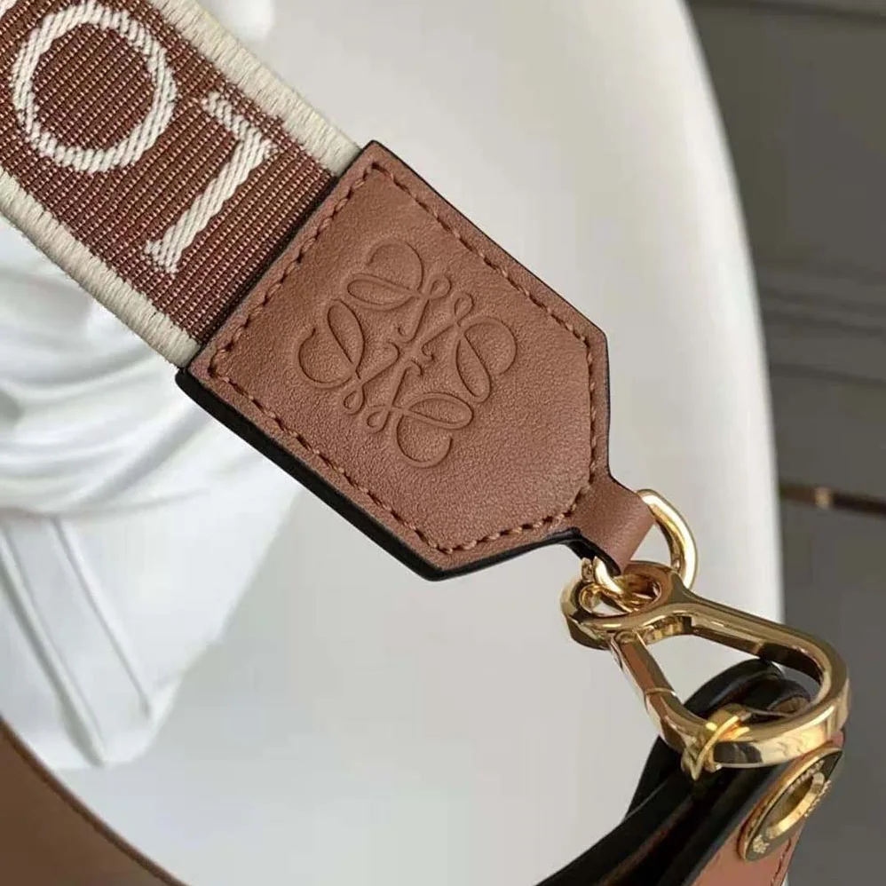 Loewe Luna Bag in Satin Calfskin and Jacquard for Women in Brown