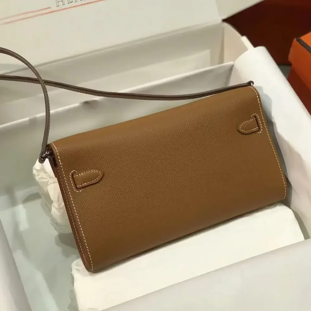 Hermes Kelly To Go in Epsom Leather for Women in Brown/Silver