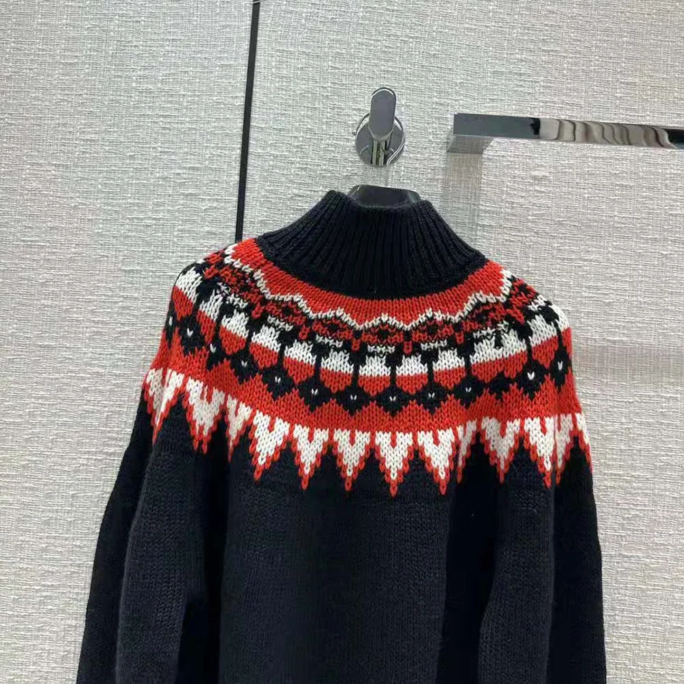 Celine High-Neck Sweater in Fair Isle Cashmere for Women Celine High-Neck Sweater in Fair Isle Cashmere for Women
