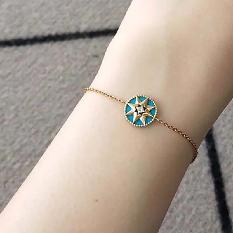Dior Rose Des Vents Bracelet 18K Yellow Gold Diamond Turquoise for Women