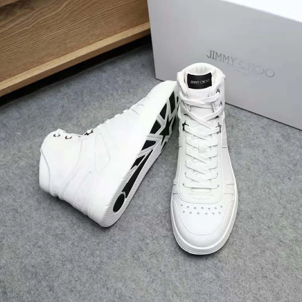 Jimmy Choo Hawaii Hi Top/M White Calf Leather High Top Trainers for Men Jimmy Choo Hawaii Hi Top/M White Calf Leather High Top Trainers for Men