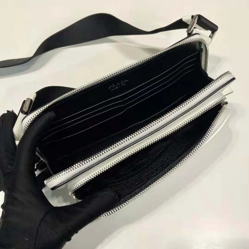Prada Saffiano Leather Belt Bag for Men in White