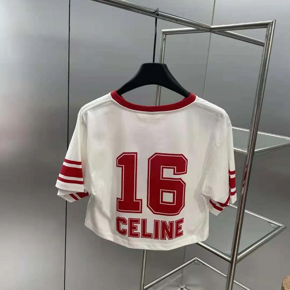 Celine 16 Cropped T for Women in shirt in Cotton Jersey Celine 16 Cropped T for Women in shirt in Cotton Jersey