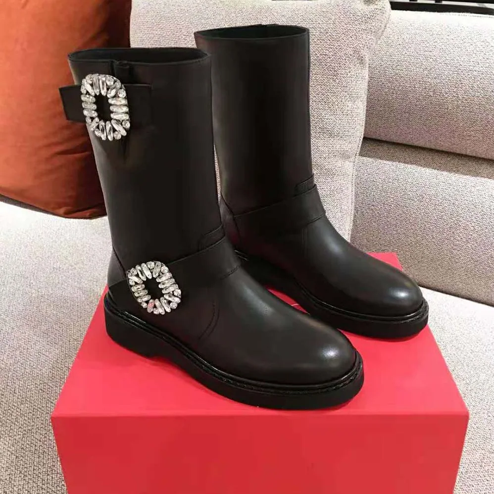 Roger Vivier Viv' Biker Boots in 2.5cm Heel for Women in Black