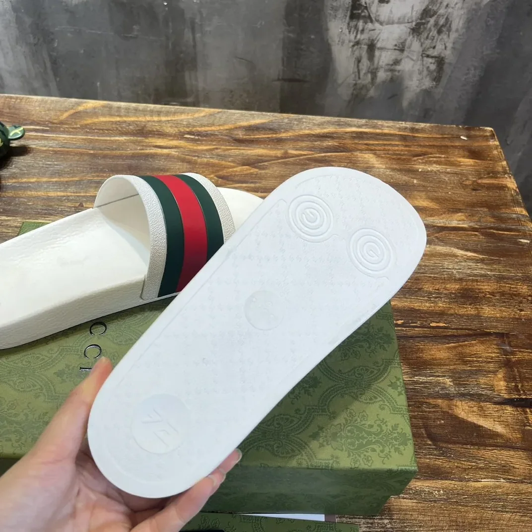 Gucci Web Rubber Slide Sandal White Gucci Web Rubber Slide Sandal White