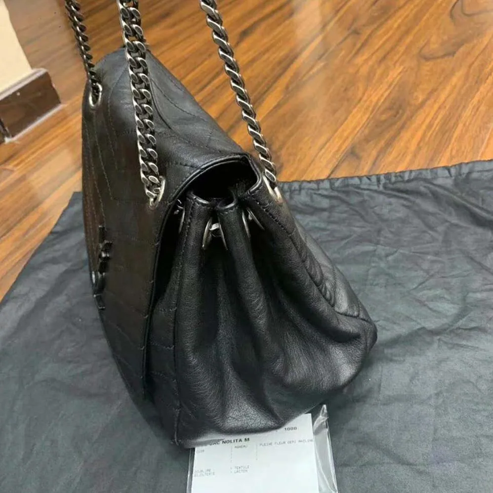 Saint Laurent YSL Nolita Medium Bag Vintage Leather for Women in Black Saint Laurent YSL Nolita Medium Bag Vintage Leather for Women in Black