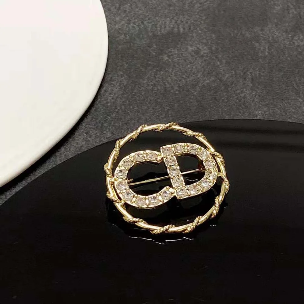 Dior Clair D Lune Brooch Gold-Finish Metal and White Crystals for Women