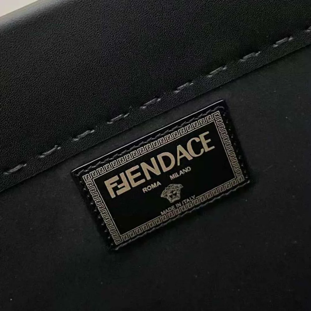 Fendi Sunshine Medium Fendace Printed Black Leather Logo Shopper for Women Fendi Sunshine Medium Fendace Printed Black Leather Logo Shopper for Women