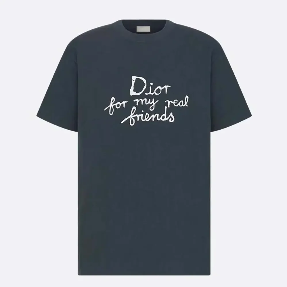 Dior DIOR AND HYLTON NEL T-Shirt Relaxed Fit Navy Blue Cotton Jersey for Women Dior DIOR AND HYLTON NEL T-Shirt Relaxed Fit Navy Blue Cotton Jersey for Women