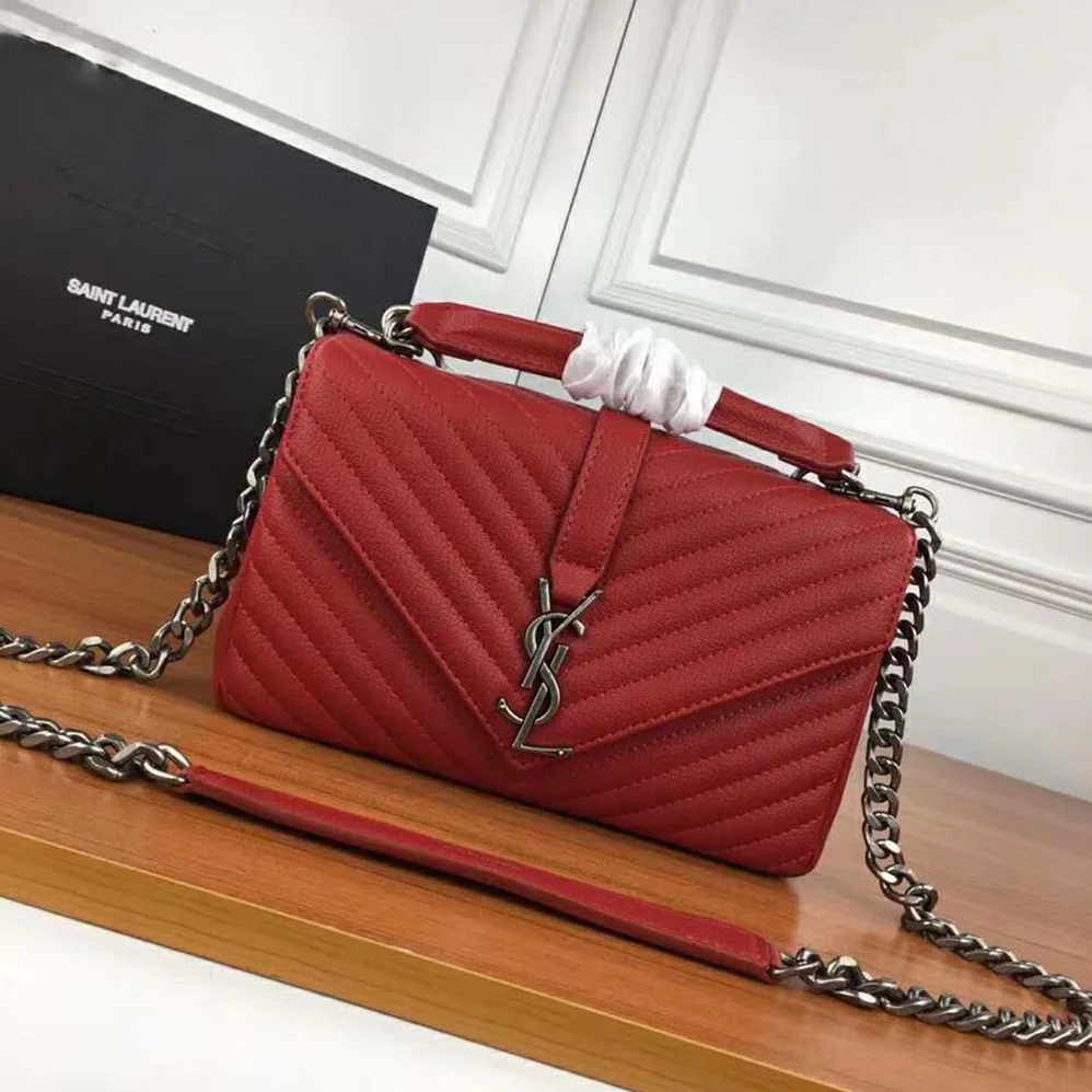 Saint Laurent YSL College Medium In Matelasse Leather for Women in Red Saint Laurent YSL College Medium In Matelasse Leather for Women in Red