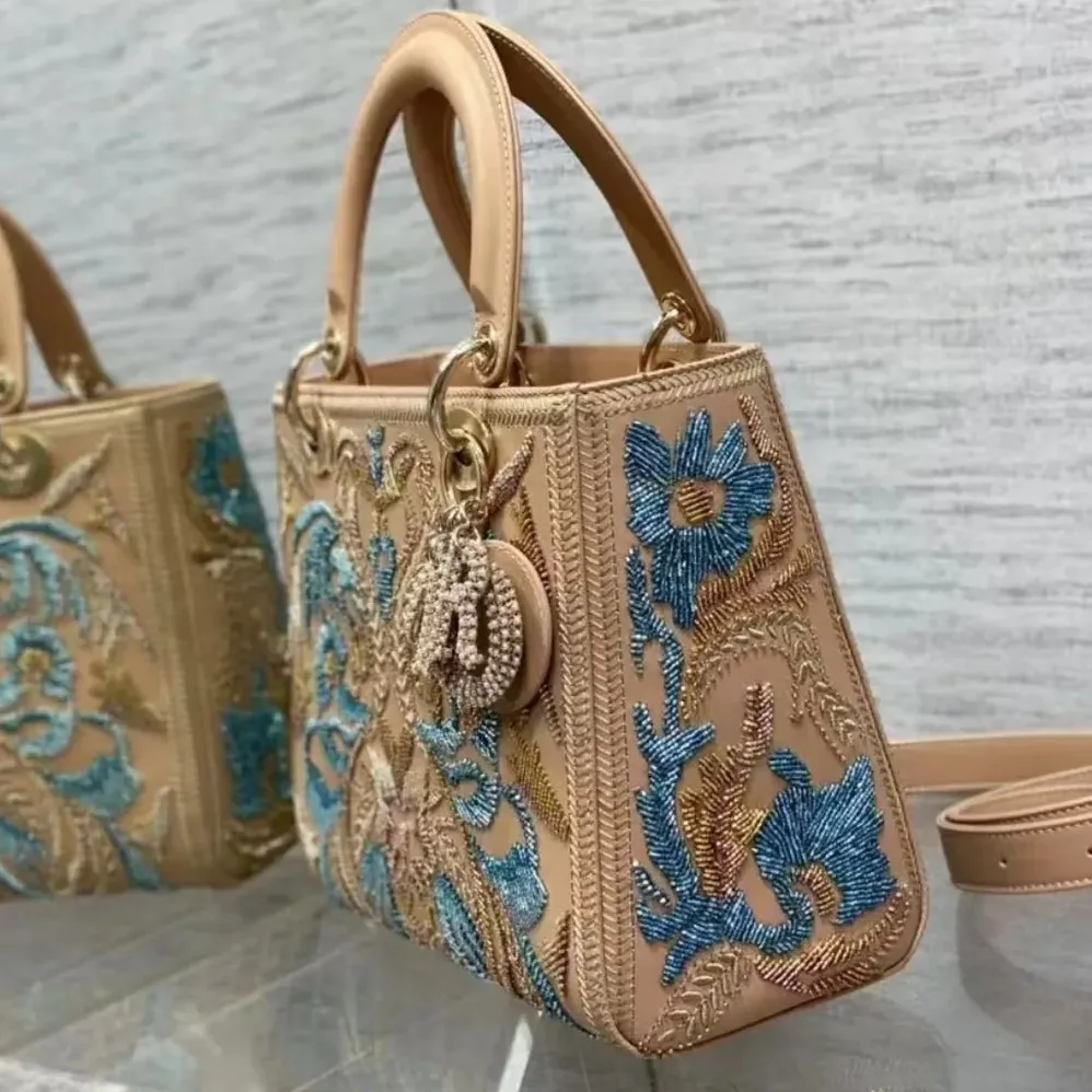 Dior Small Lady Bag Calfskin Embroidered with Multicolor Small Flowers for Women Dior Small Lady Bag Calfskin Embroidered with Multicolor Small Flowers for Women