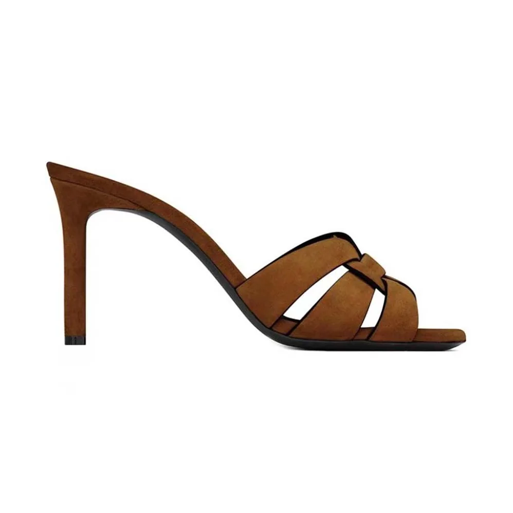 Saint Laurent YSL Tribute Mules in Suede for Women