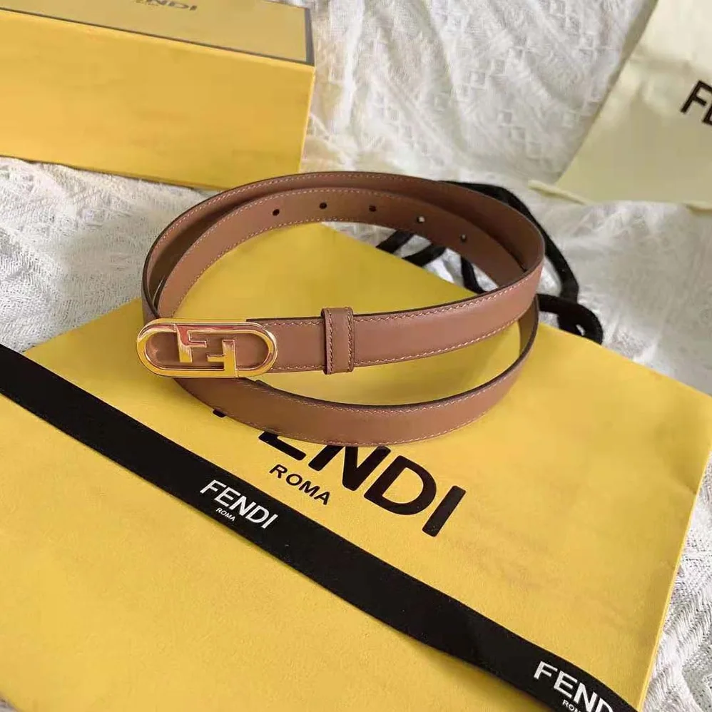 Fendi Narrow Belt with Loop and Fendi OLock Stud Buckle for Women Fendi Narrow Belt with Loop and Fendi OLock Stud Buckle for Women