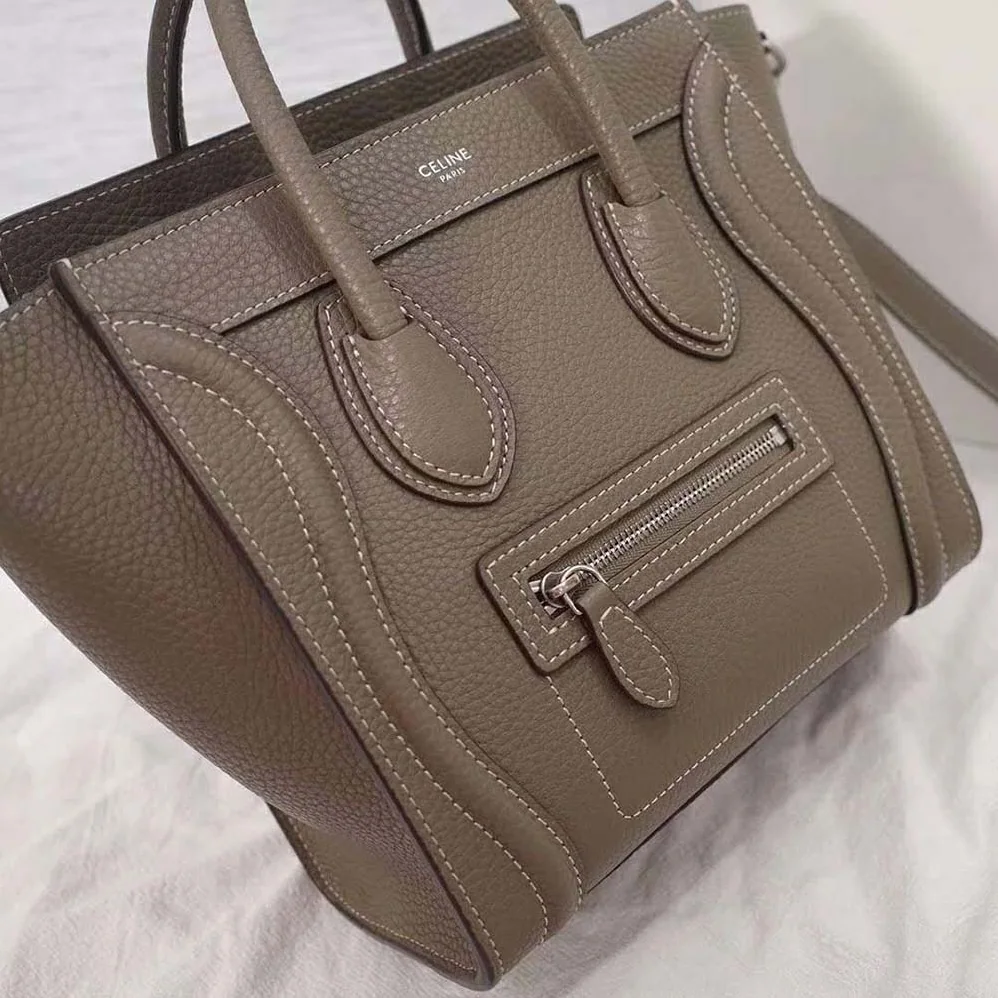 Celine Mini Luggage Handbag in Baby Drummed Calfskin for Women in Brown Celine Mini Luggage Handbag in Baby Drummed Calfskin for Women in Brown