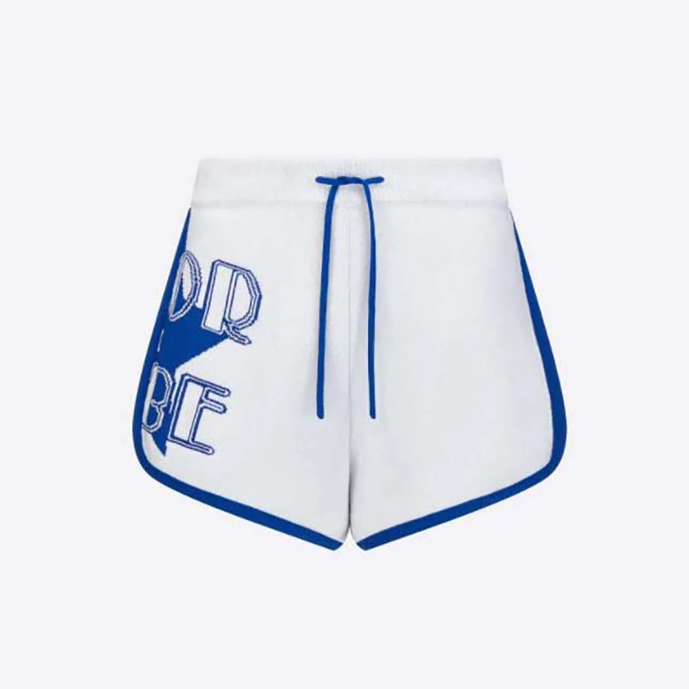 Dior Vibe Shorts White and Fluorescent Blue Technical Cashmere Jacquard for Women