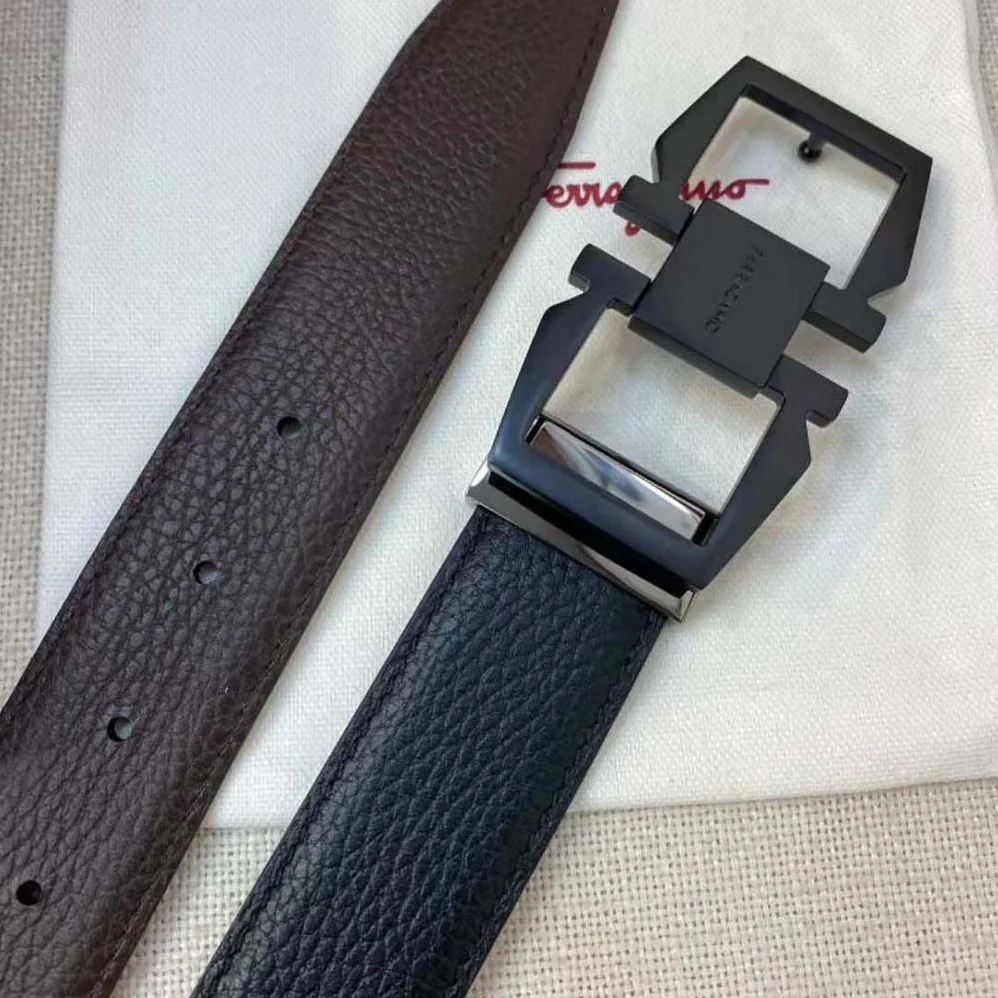 Salvatore Ferragamo Reversible and Adjustable Gancini Belt for Men in Black