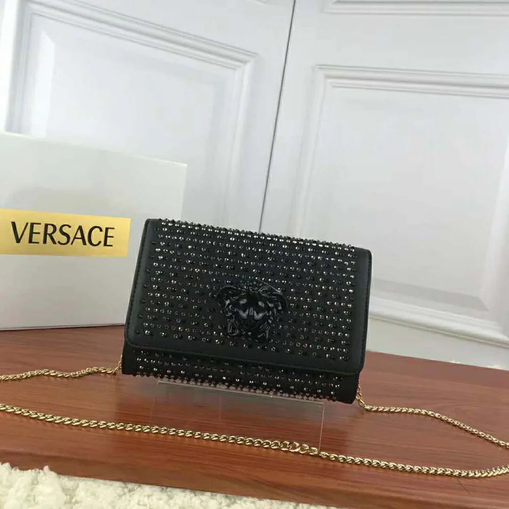 Versace Crystal Palazzo Evening Bag for Women in Black