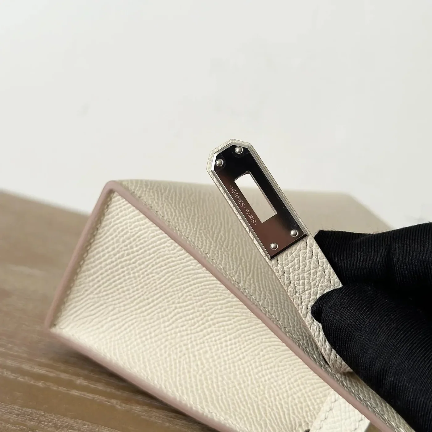 Hermes Kelly Mini Top Handle Bag in Craie Epsom Palladium Hardware