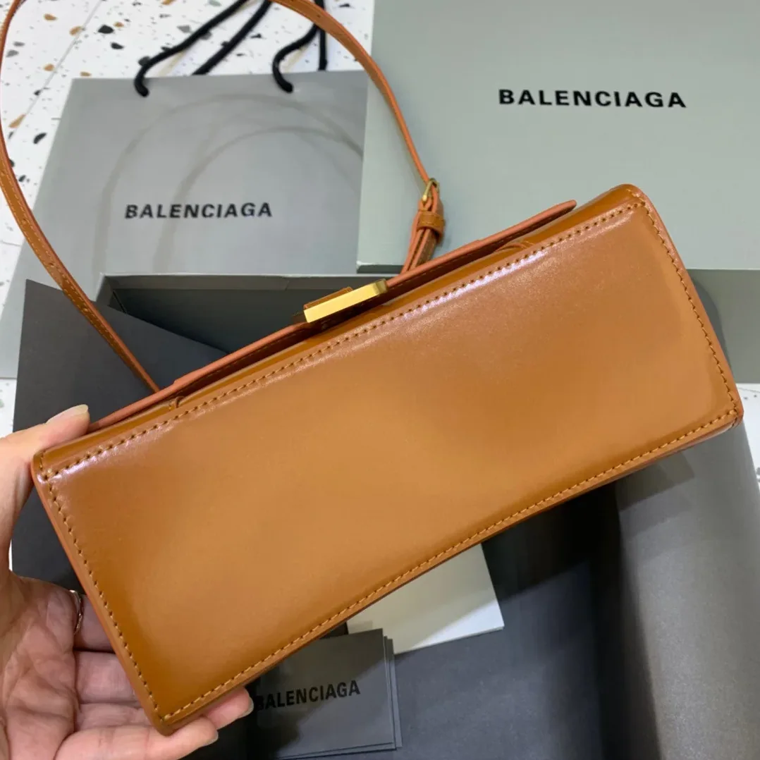 Balenciaga Hourglass Small Handbag In Brown