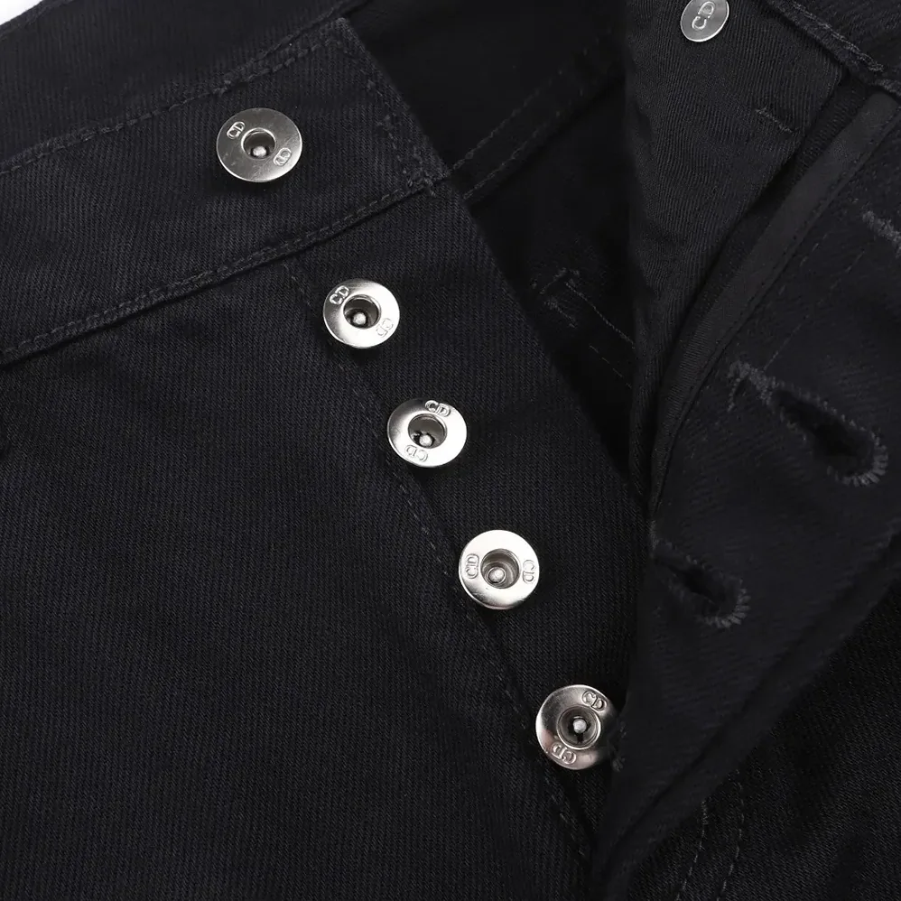 Dior Long Regular Jeans with Dior Clover Embroideries Black Cotton Twill for Men