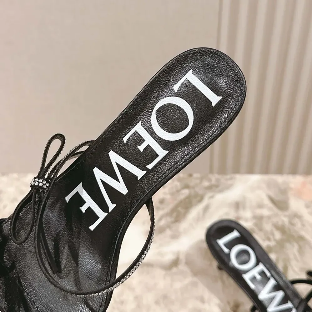 Loewe Petal Sandal in Suede and Rhinestones for Women in Black Loewe Petal Sandal in Suede and Rhinestones for Women in Black