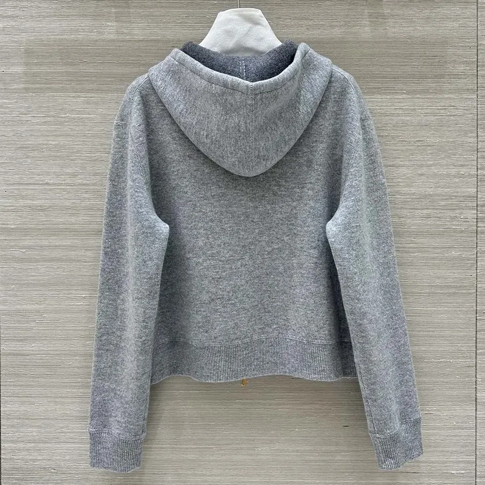 Miu Miu Double Cashmere Zipper Hoodie Cardigan for Women Miu Miu Double Cashmere Zipper Hoodie Cardigan for Women