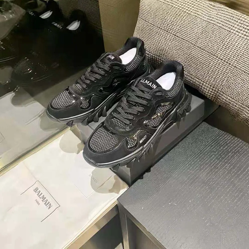 Balmain B-East Trainer in Leather Suede and Mesh for Unisex in Black