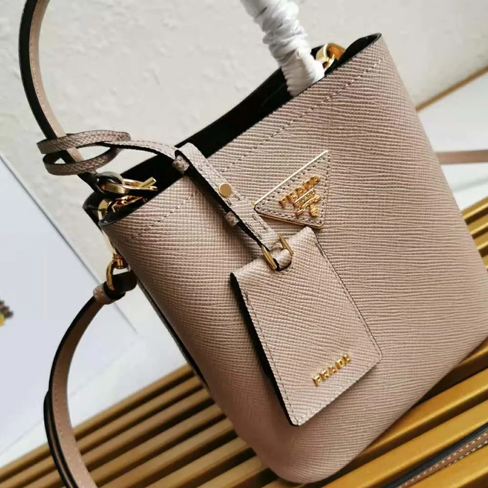 Prada Small Saffiano Leather Prada Panier Bag for Women in Sandy