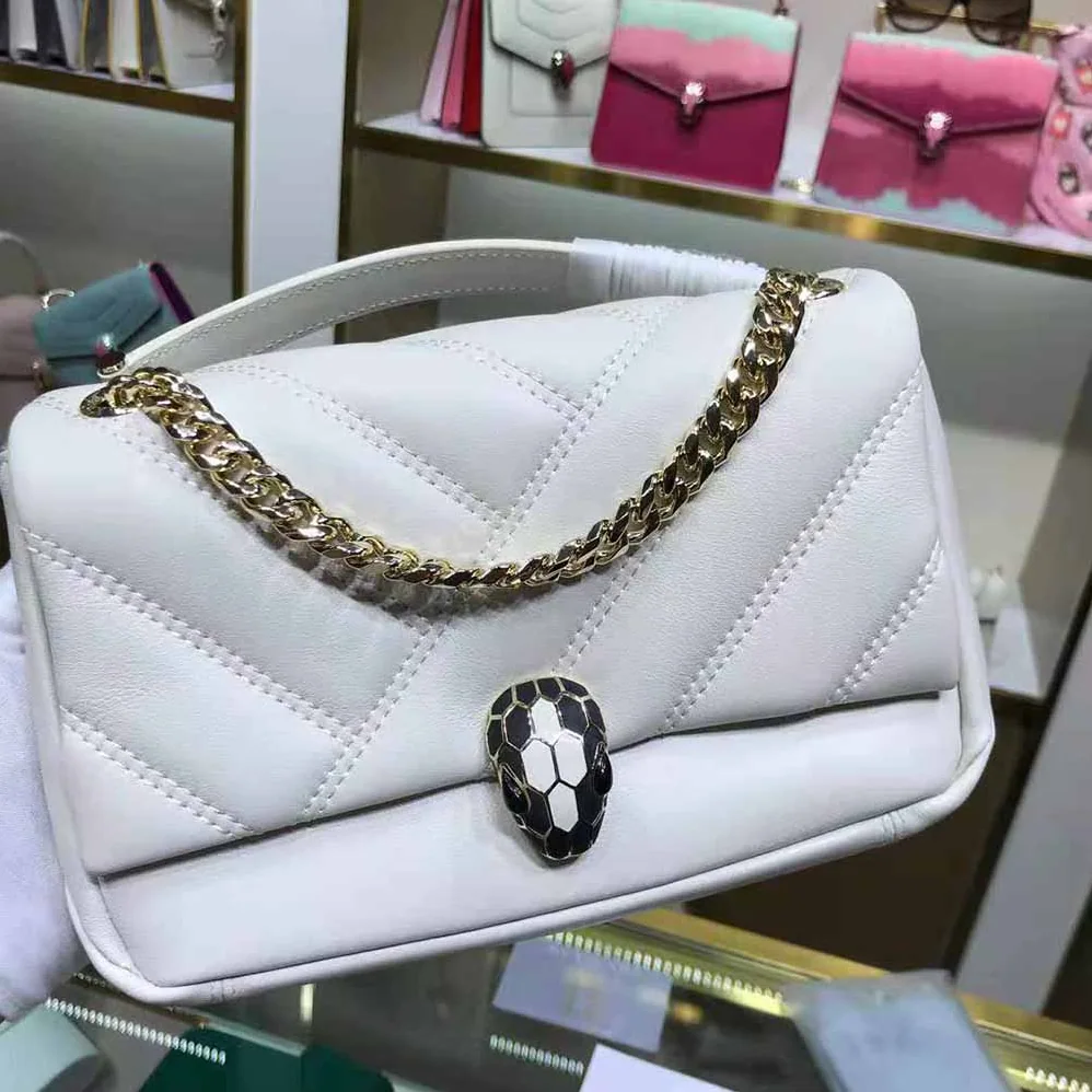 Bvlgari Serpenti Cabochon Shoulder Bag for Women in White