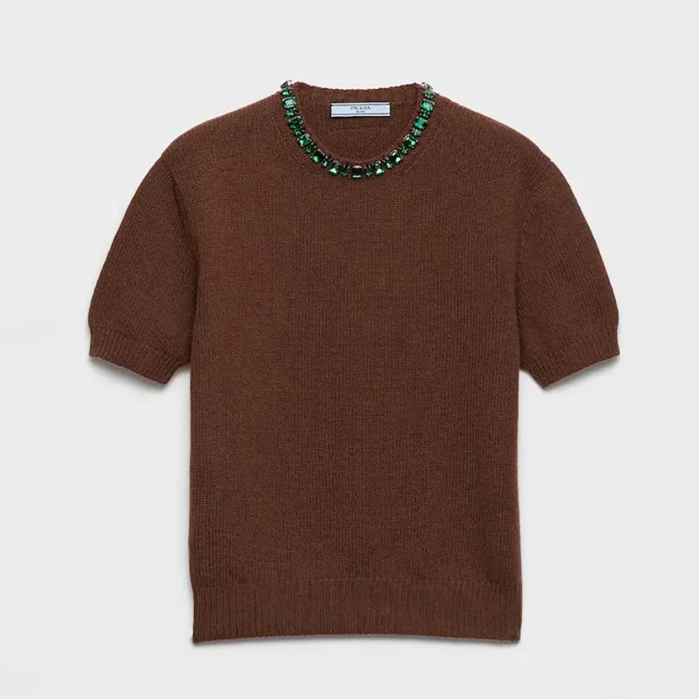 Prada Wool And Cashmere Crew for Women in Neck Sweater