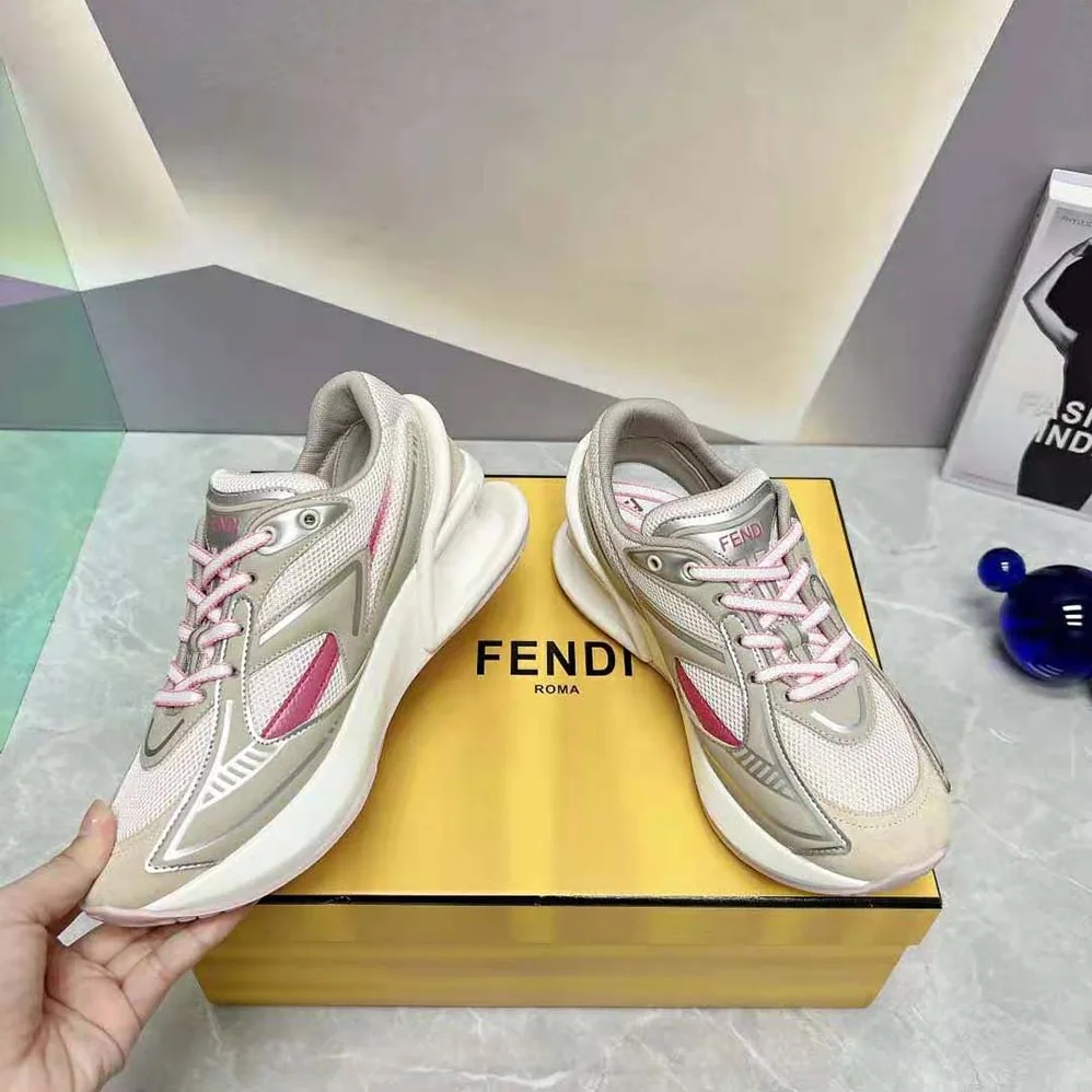 Fendi First 1 Beige Fabric Running Shoes for Women Fendi First 1 Beige Fabric Running Shoes for Women