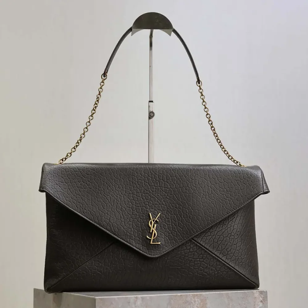 Saint Laurent YSL Cassandre XXL Envelope Pouch On Chain In Lambskin 35cm for Women