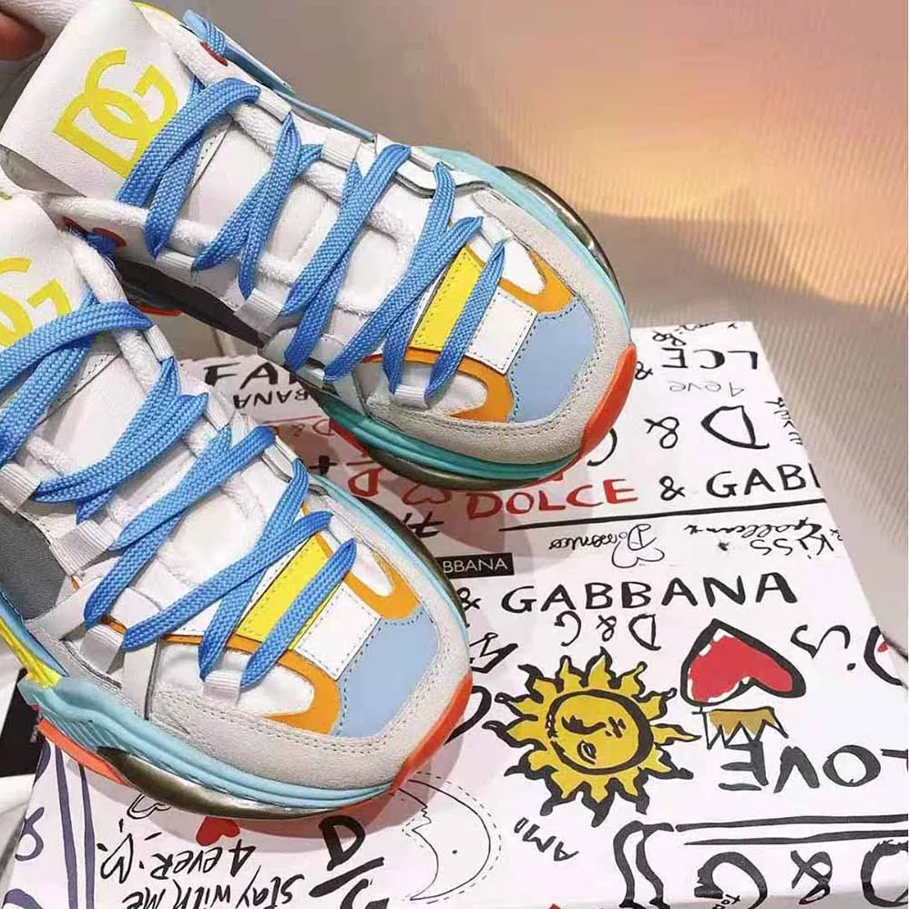 Dolce Gabbana D&G Mixed-Material Airmaster Sneakers for Unisex in Blue Dolce Gabbana D&G Mixed-Material Airmaster Sneakers for Unisex in Blue