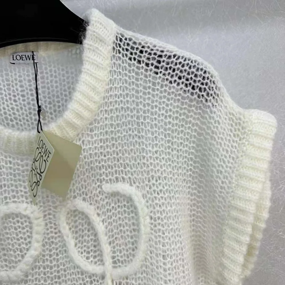 Loewe Anagram Vest in Mohair for Women in White Loewe Anagram Vest in Mohair for Women in White