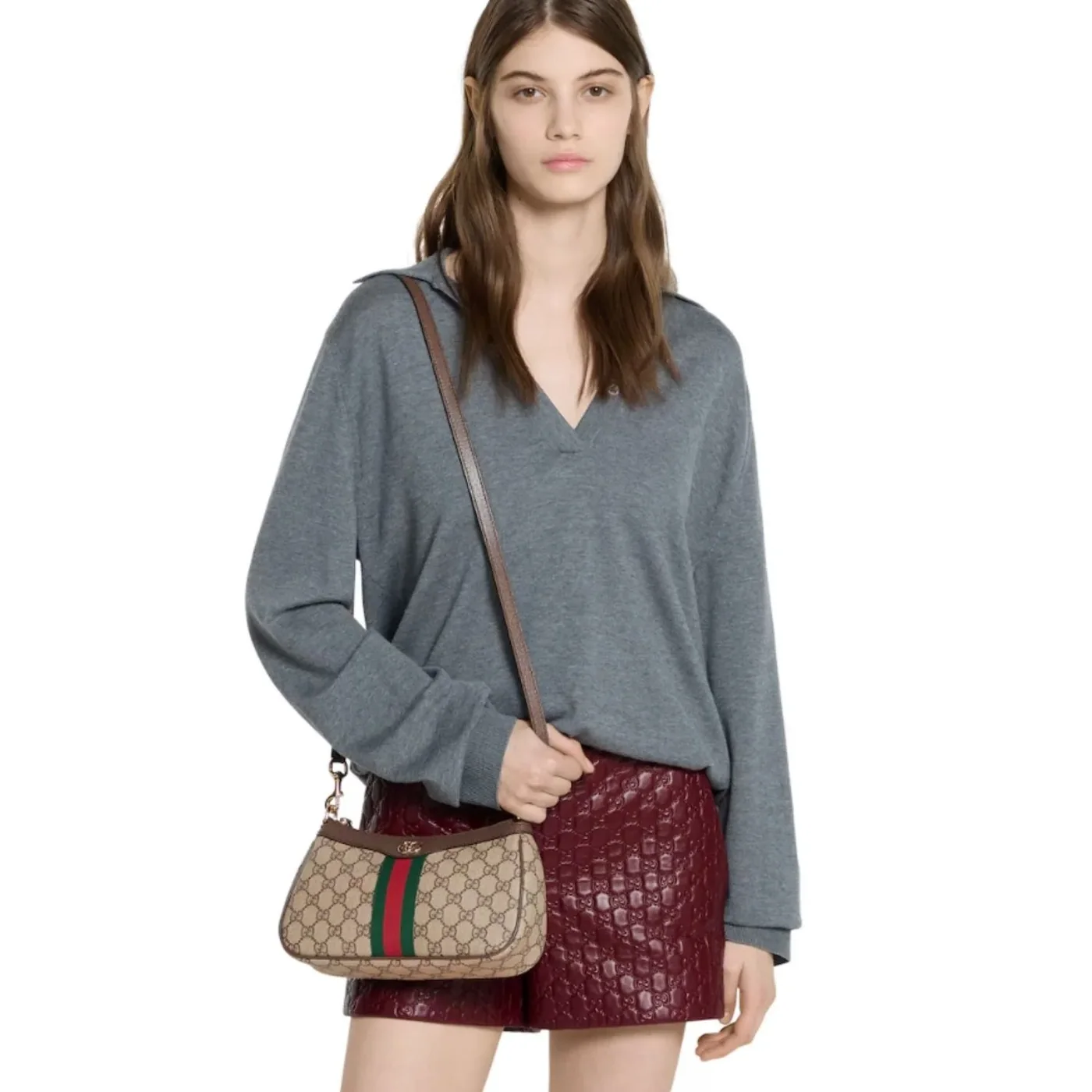 Gucci Ophidia Small Shoulder Bag in Beige Gold Hardware
