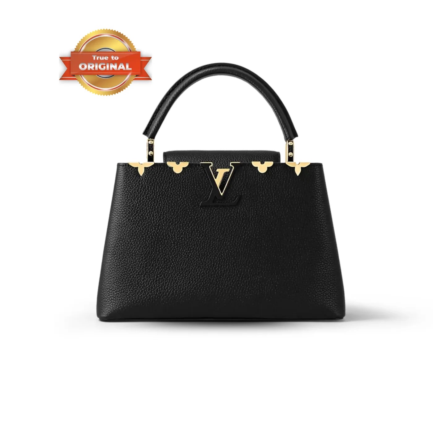 Louis Vuitton Capucines MM Top Handle Bag in Black Gold Hardware