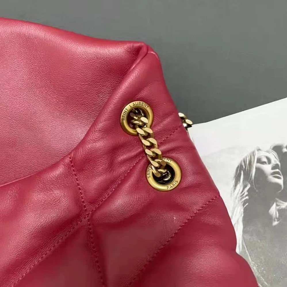 Saint Laurent YSL Puffer Small Bag in Quilted Lambskin for Women in Red Saint Laurent YSL Puffer Small Bag in Quilted Lambskin for Women in Red