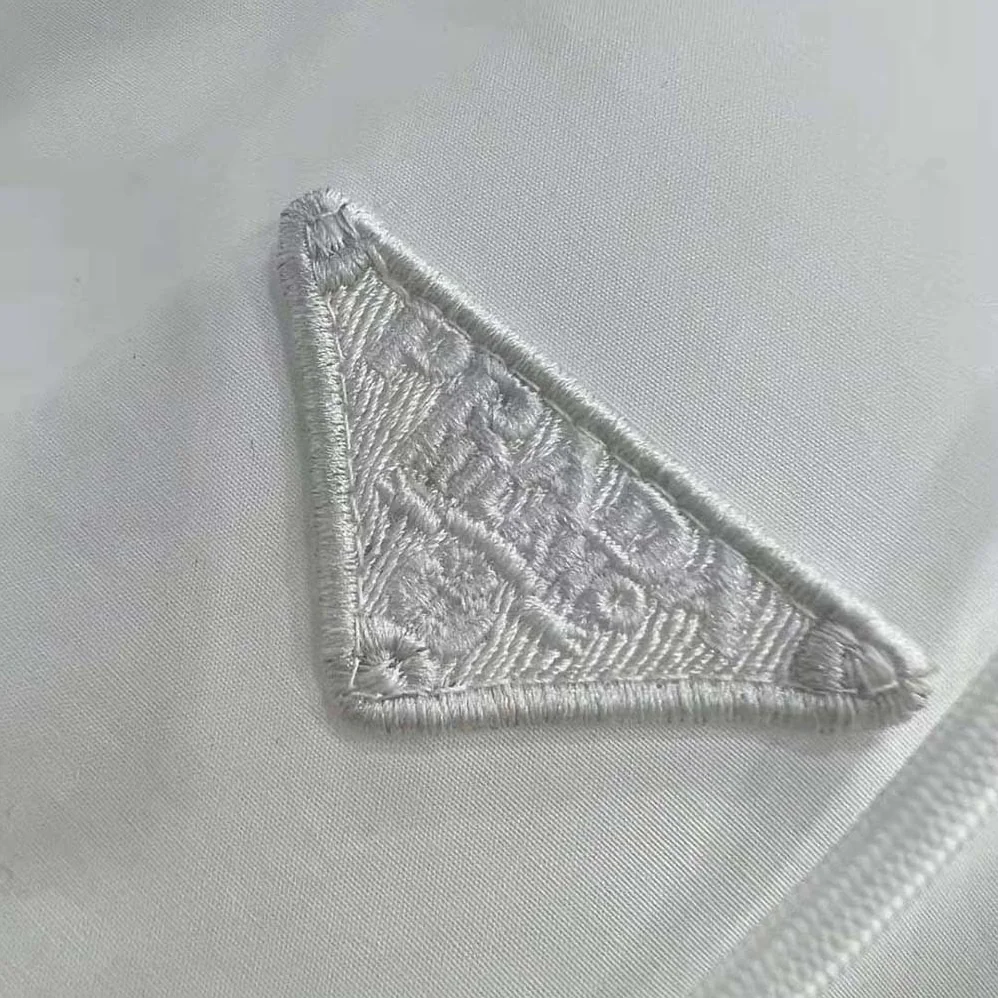 Prada Hooded Poplin Dress with Embroidered Triangle Logo for Women