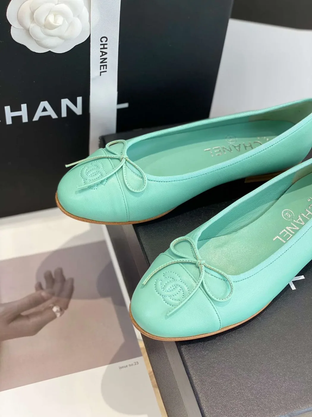 Chanel Ballet Flats Jade Green