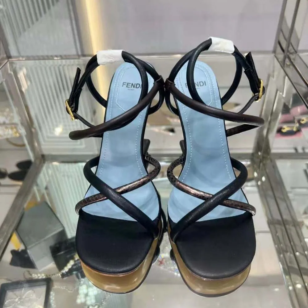 Fendi First Brown Nappa Leather High for Women in Heeled Sandals Fendi First Brown Nappa Leather High for Women in Heeled Sandals