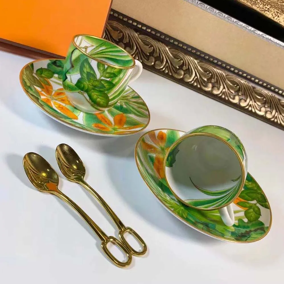 Hermes Passifolia Coffee Cup and Saucer for Unisex Hermes Passifolia Coffee Cup and Saucer for Unisex