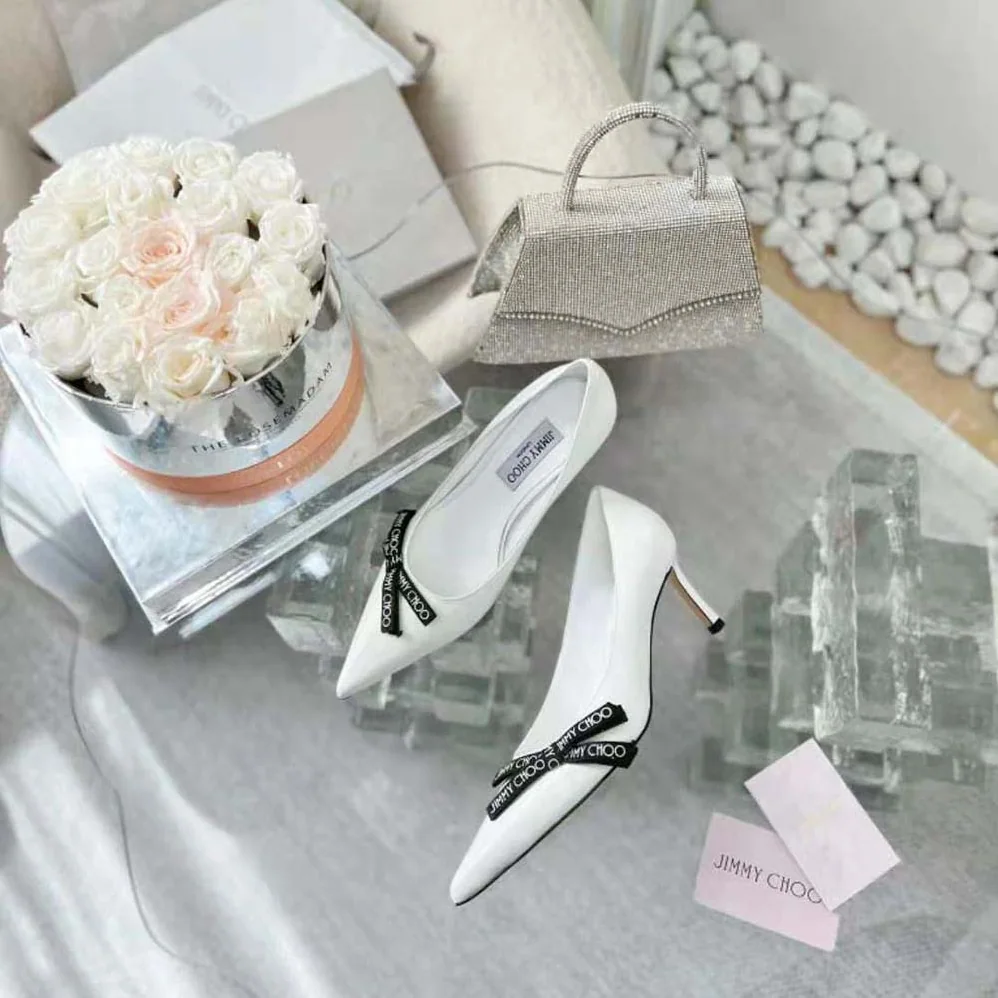 Jimmy Choo Romy 85 Latte Nappa Leather Pumps with Jimmy Choo Bow for Women Jimmy Choo Romy 85 Latte Nappa Leather Pumps with Jimmy Choo Bow for Women